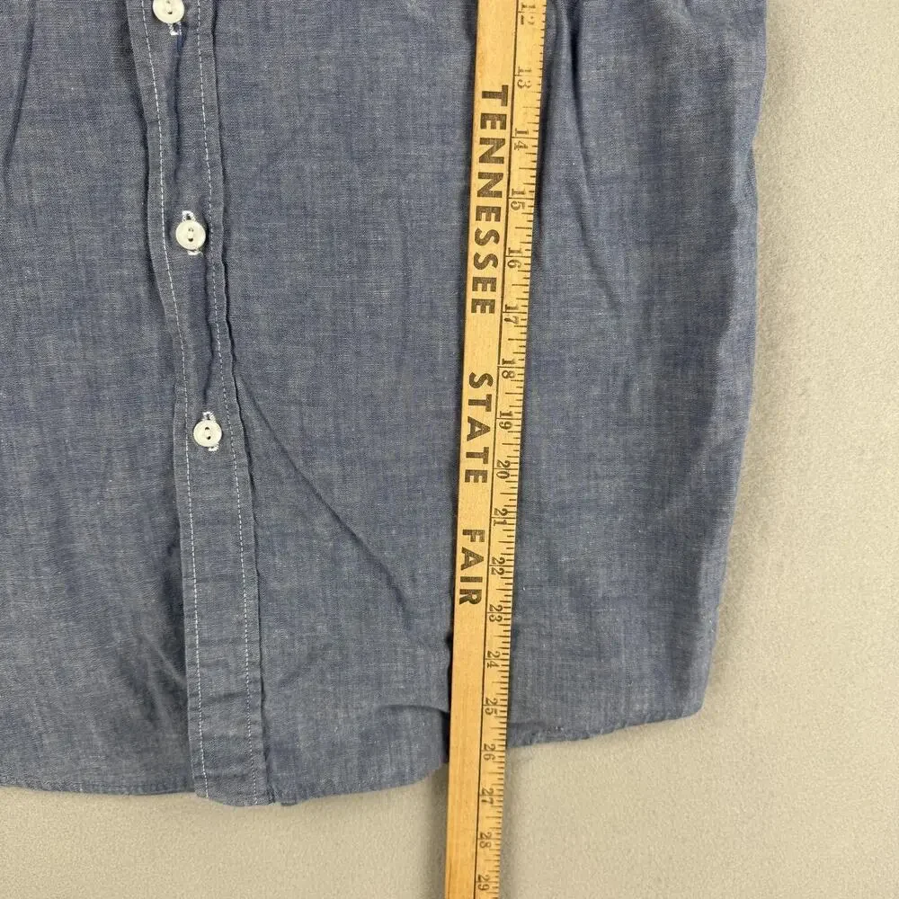 Vintage Washington Dee Cee Shirt Womens Medium Blue Chambray Embroidered Floral